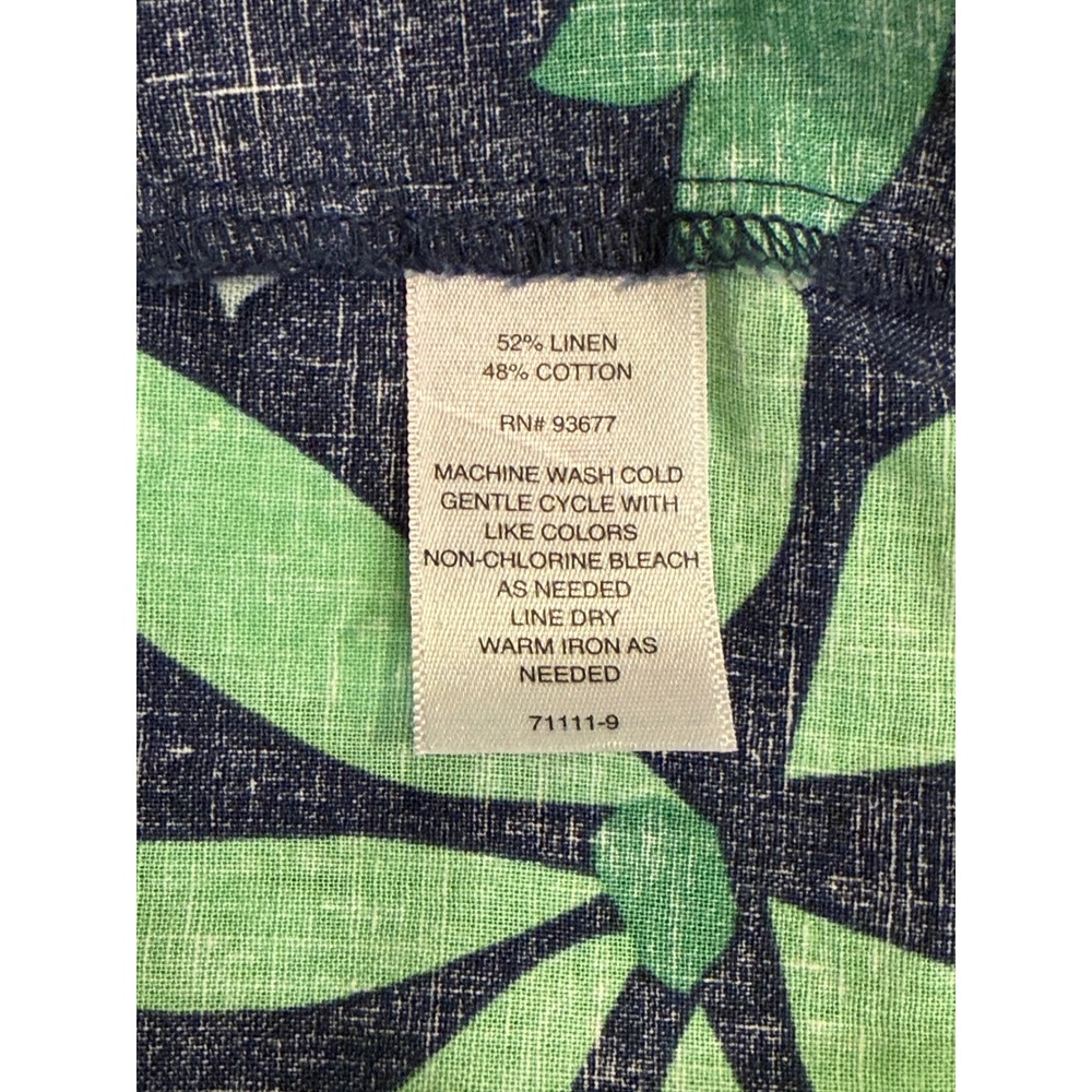 Lane Bryant Navy Green Floral Linen Blend Top 18/20 Short Sleeve Boxy Blouse - Picture 5 of 5